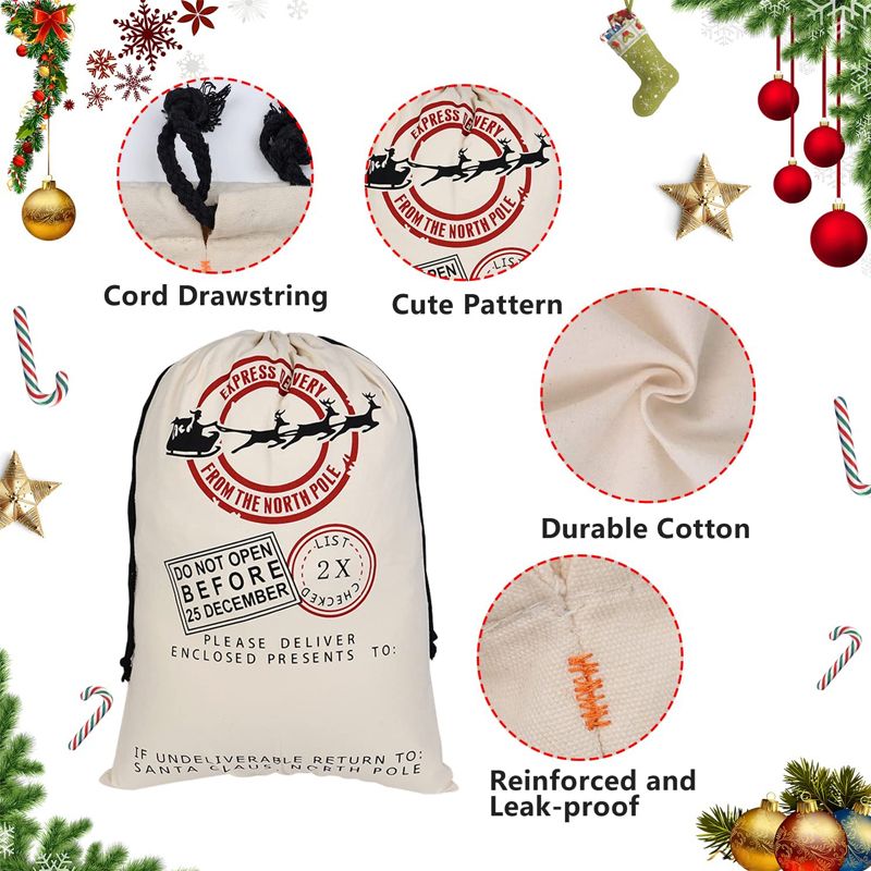 100% Cotton Christmas Drawstring Gift Bag Color-A big image 5