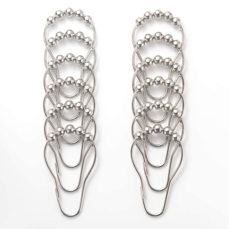 12Pcs Shower Curtain Hooks Rings Rust Proof Metal Shower Hooks for Curtain Bathroom Shower Rods Silver big image 1