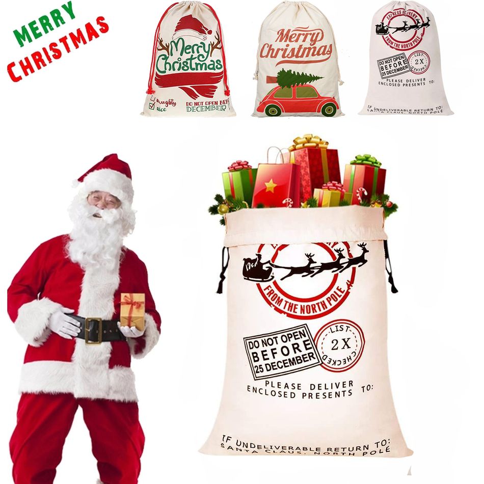 100% Cotton Christmas Drawstring Gift Bag Color-A big image 6