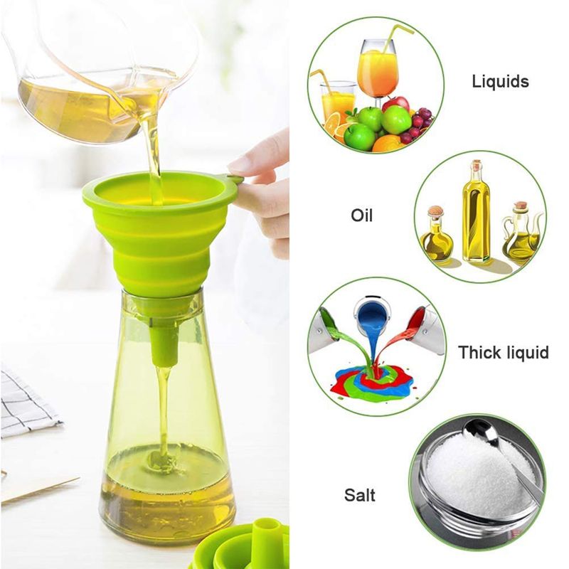 4-pack 4 Sizes of Kitchen Funnel Set Silicone Collapsible Funnel Kitchen Essentials Multi-color big image 4