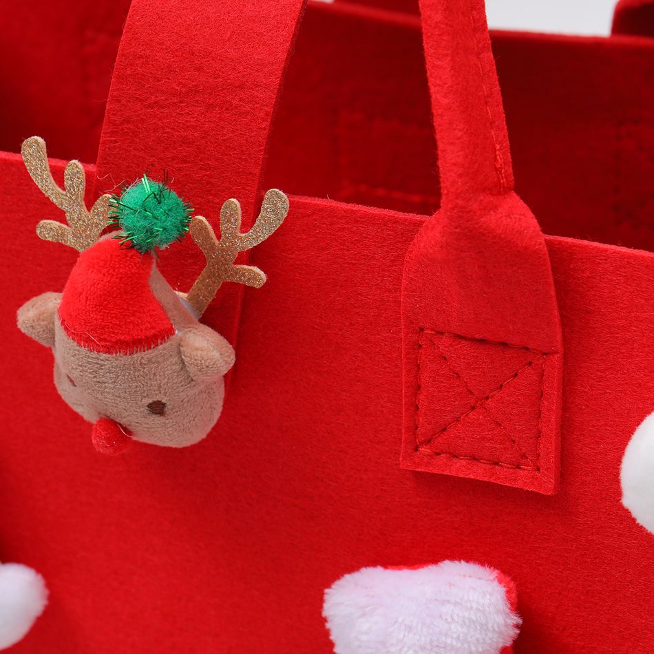 Christmas Felt Snap Button Top Handle Tote Bag Red big image 2