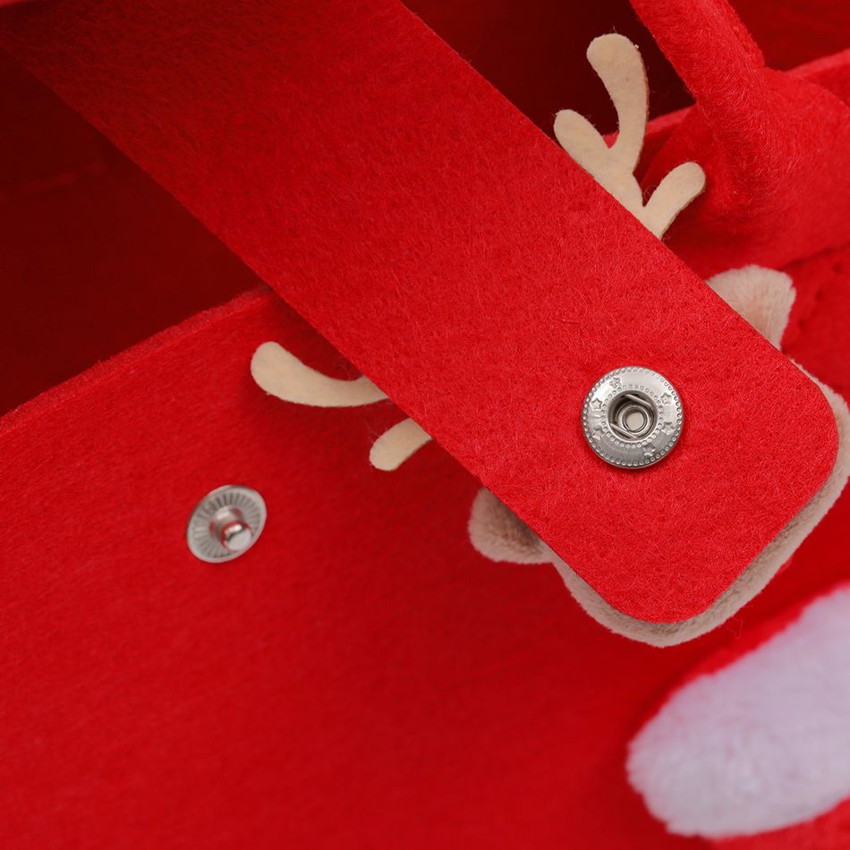 borsa tote con manico superiore in feltro di Natale con bottone a pressione Rosso big image 5