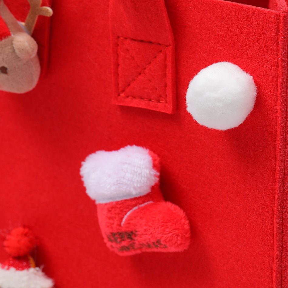 borsa tote con manico superiore in feltro di Natale con bottone a pressione Rosso big image 6