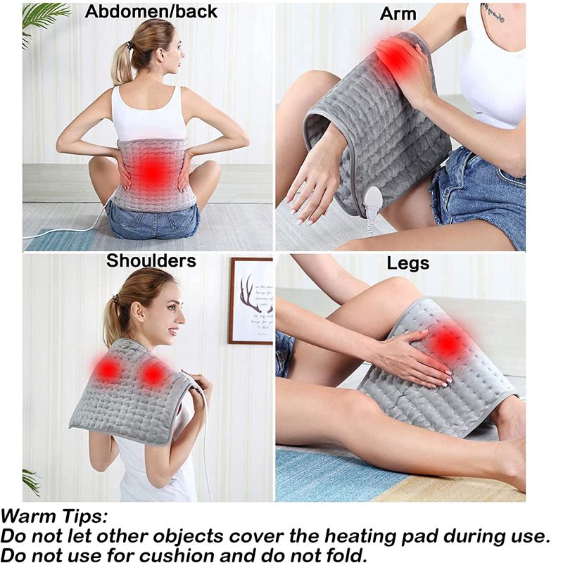 Heating Pad with 6 Heat Settings and 4 Time Settings for Cramps and Abdomen Back Neck Shoulder Arm Leg Pain Relief Color-A big image 3