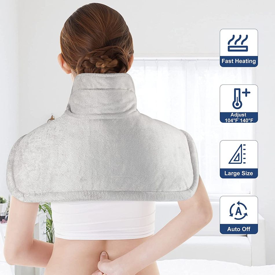 Heating Pad for Neck and Shoulders with 6 Heat Level Settings and 4 Level Time Settings for Neck Shoulder Back Pain Relief & Gifts for Women Men Mom Dad Color-A big image 2