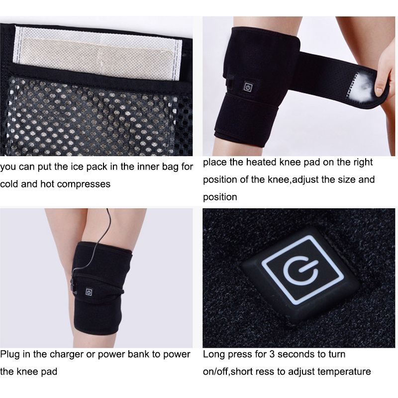 Heating Pad Wrap for Knee Pain Relief Portable Knee Brace Wrap with 3 Heating Setting and USB Charging Color-A big image 3