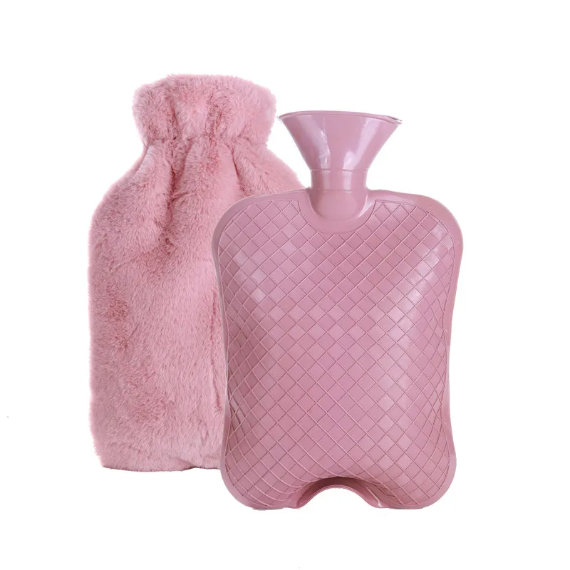 2L Hot Water Bottle Hot Water Bag with Soft Plush Cover Removable Hot Cold Pack for Menstrual Cramps and Pain Relief Pink big image 1