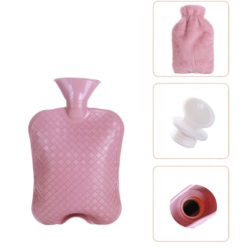 2L Hot Water Bottle Hot Water Bag with Soft Plush Cover Removable Hot Cold Pack for Menstrual Cramps and Pain Relief Pink big image 3