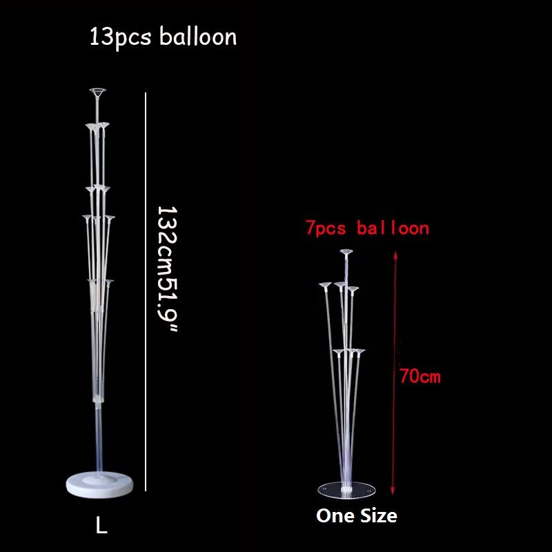 7-pack/13-pack Birthday Party and Wedding Decoration Splicing Transparent Table Floating Support Balloon Display Stand Balloon Pole White