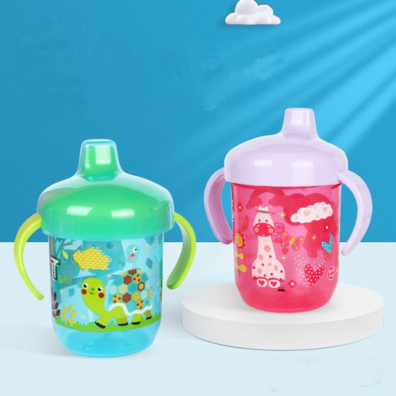 250ML/8.45OZ Hard Spout Sippy Cup with Handle Cartoon Pattern Water Cup for Toddlers Kids Girls Boys Color-A big image 2