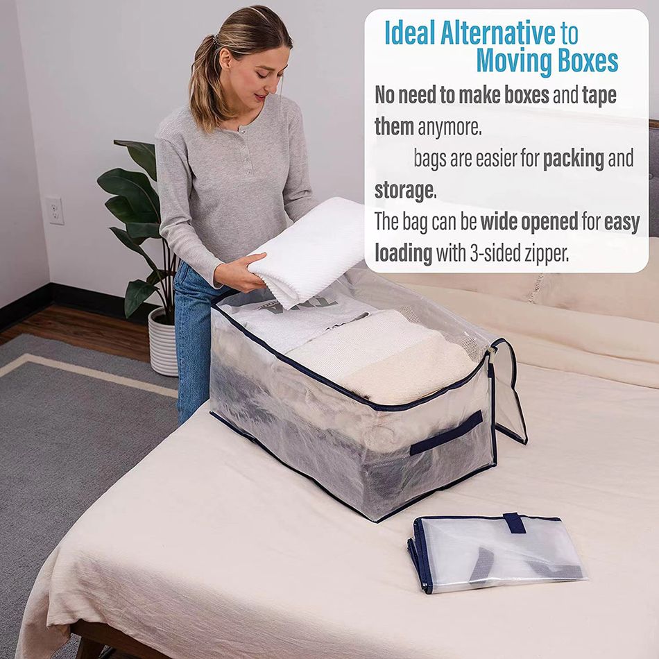 Comforter Storage Bag with Sturdy Handles & Premium Dual Zipper for Clothes Blankets Quilt Duvet Bedding Color-A big image 3