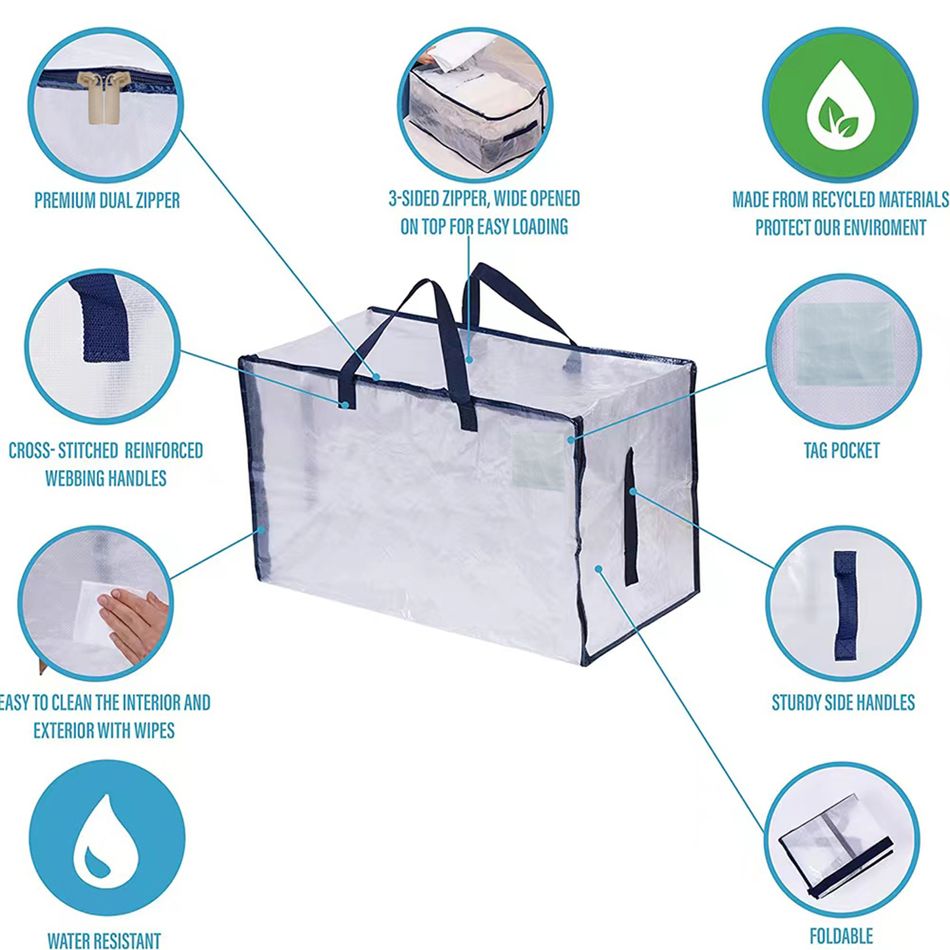Comforter Storage Bag with Sturdy Handles & Premium Dual Zipper for Clothes Blankets Quilt Duvet Bedding Color-A big image 6