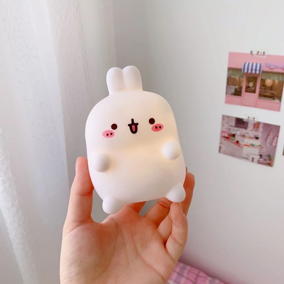 Easter Cute Bunny Night Light Soft Vinyl LED Rabbit Night Lamp Home Atmosphere Bedroom Bedside Lamp Easter Decor Ornament White big image 1
