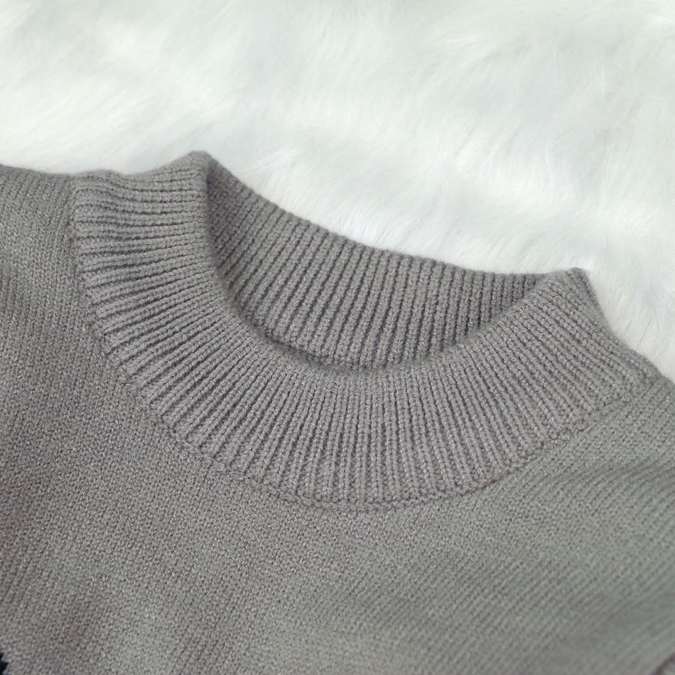 Baby / Toddler Boy Adorable Dino Decor Warm Knitwear Light Grey