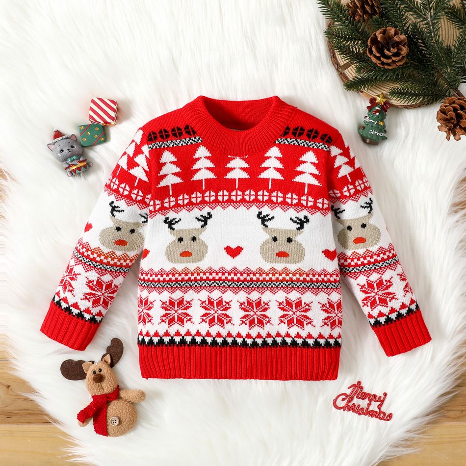 Christmas Baby Boy/Girl Allover Pattern Long-sleeve Knitted Sweater Red