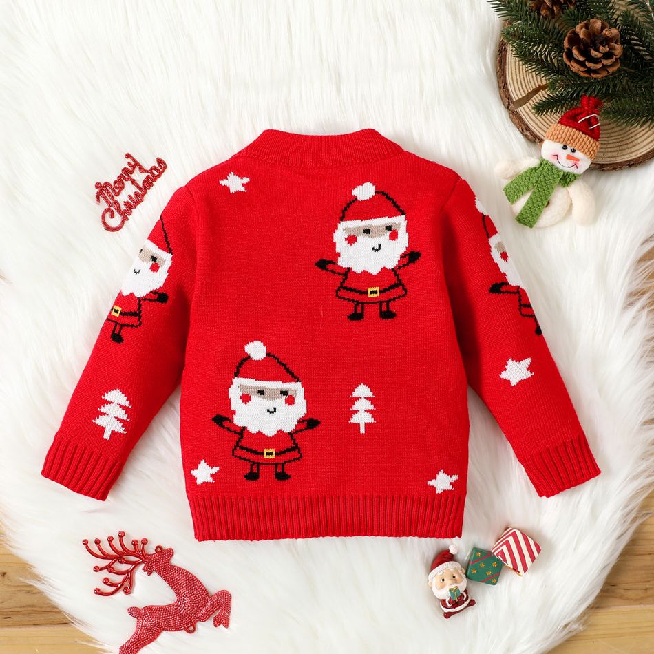 Christmas Baby Boy/Girl Santa Graphic Red Knitted Sweater Red big image 2