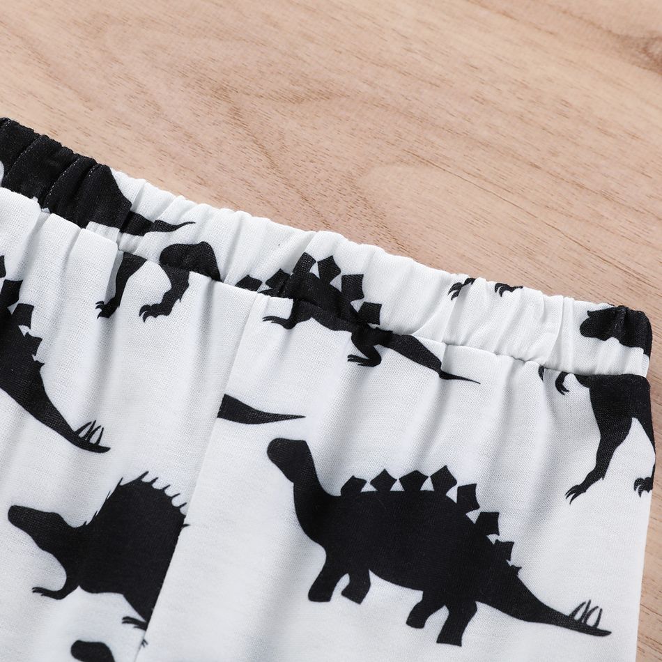 2pcs Baby BoY Dinosaur Print Long-sleeve Hoodie and Pants Set Black big image 4