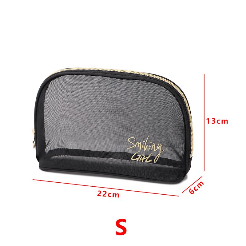schwarze Mesh-Make-up-Tasche mit großem Fassungsvermögen Mesh-Reißverschluss Kosmetiktasche Strand-Reise-Organizer-Tasche schwarz big image 11