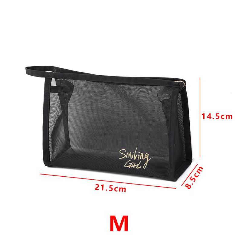 schwarze Mesh-Make-up-Tasche mit großem Fassungsvermögen Mesh-Reißverschluss Kosmetiktasche Strand-Reise-Organizer-Tasche schwarz big image 10