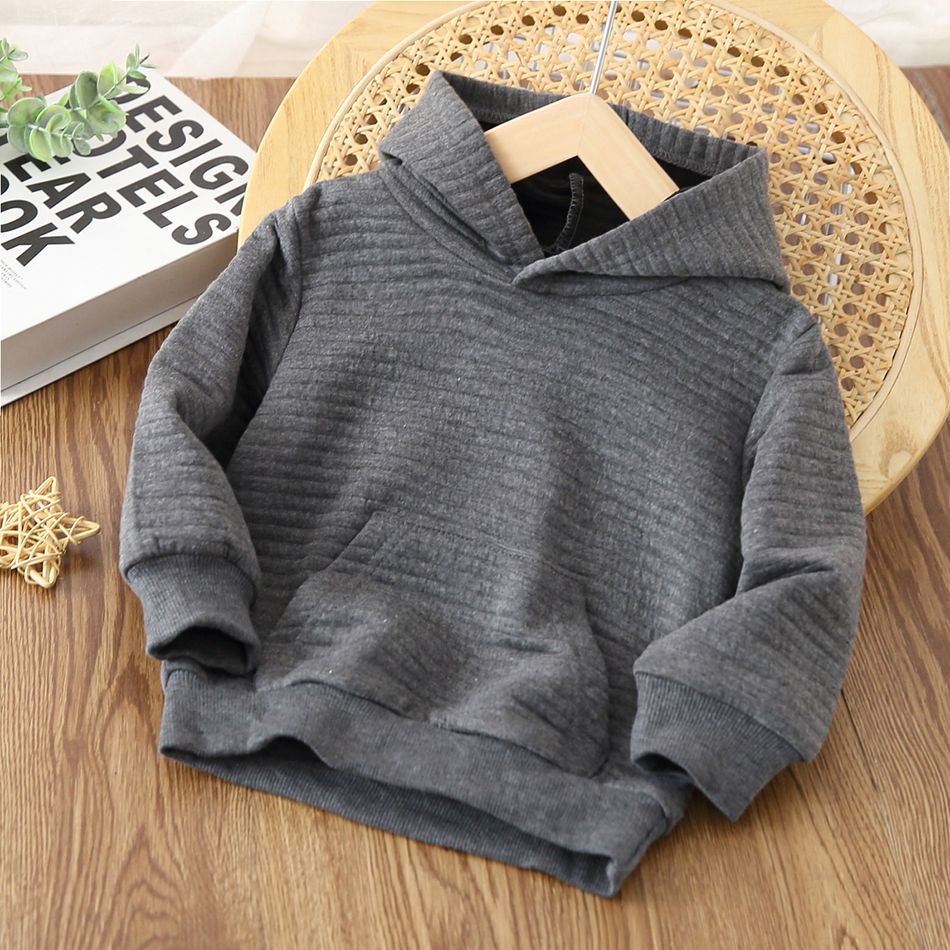 Toddler Boy/Girl Solid Color Textured Hoodie Sweatshirt Grey big image 1
