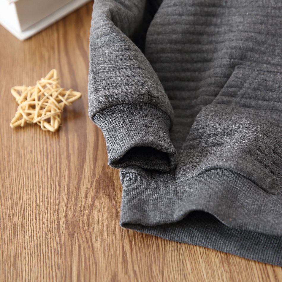 Toddler Boy/Girl Solid Color Textured Hoodie Sweatshirt Grey big image 3