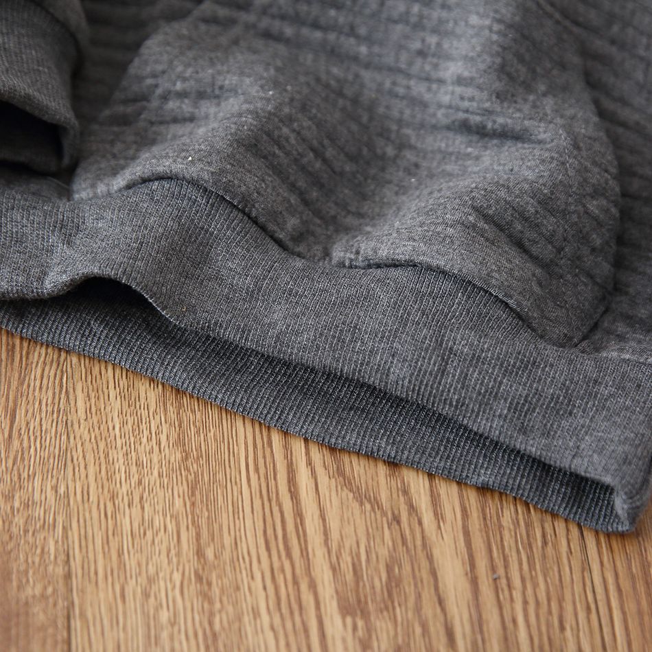 Toddler Boy/Girl Solid Color Textured Hoodie Sweatshirt Grey big image 4