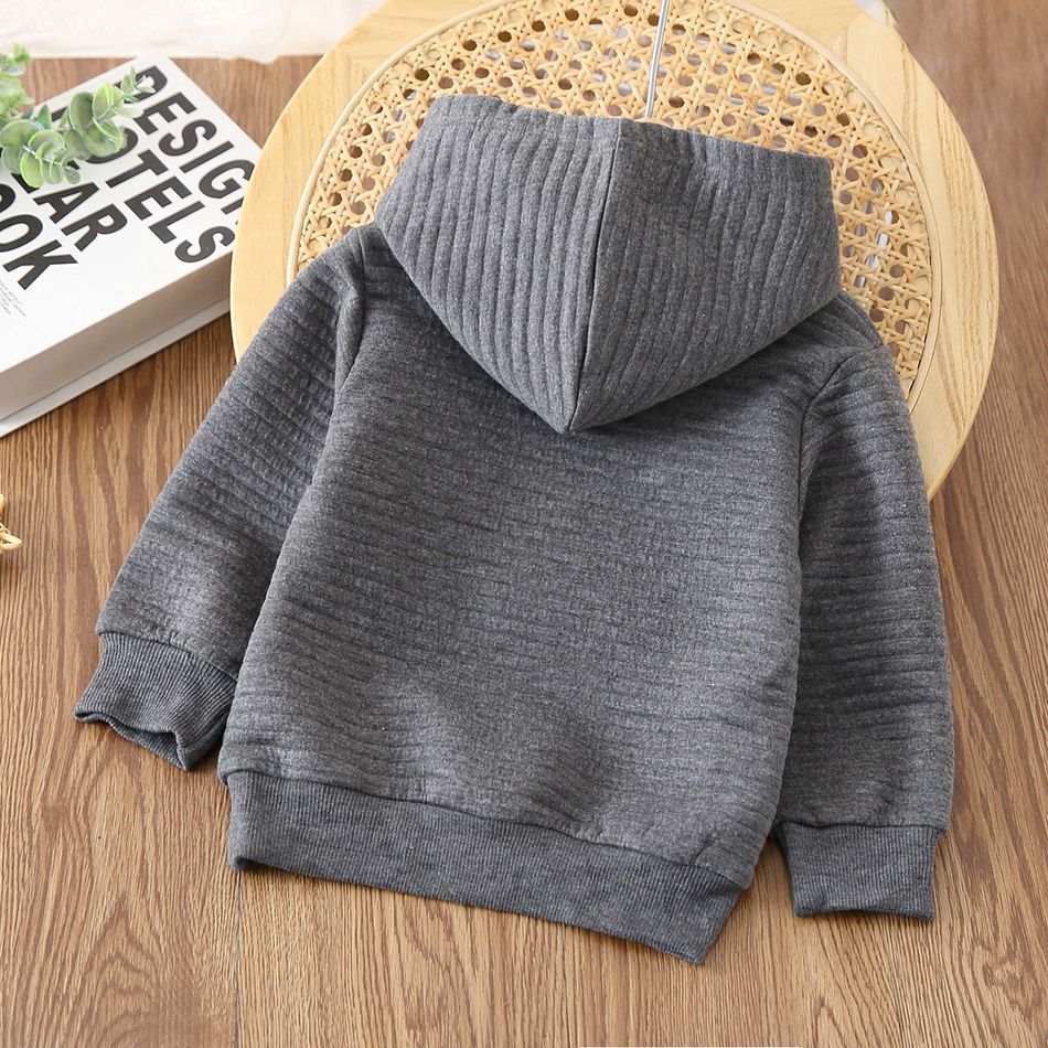 Toddler Boy/Girl Solid Color Textured Hoodie Sweatshirt Grey big image 5