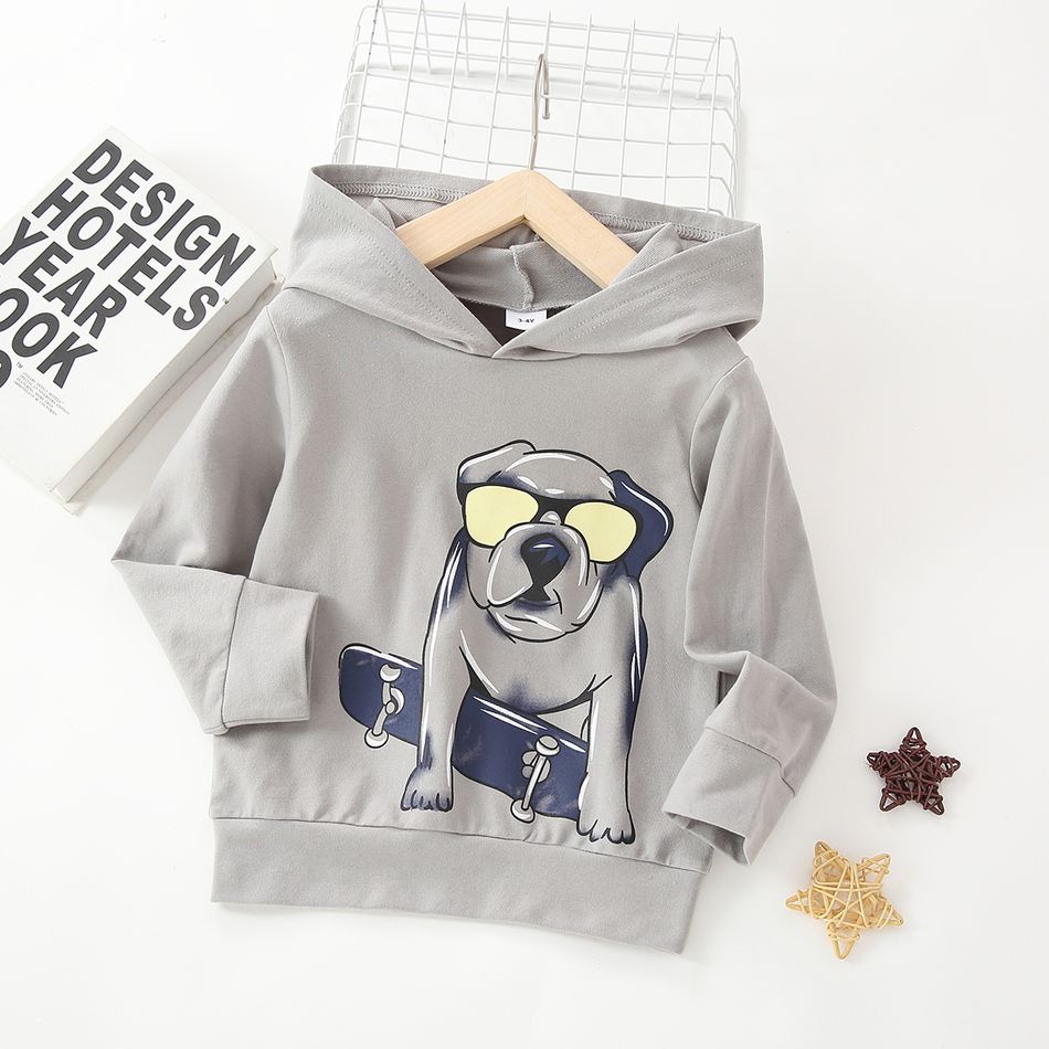 Toddler Boy Animal Dog/Zebra Print Hoodie Sweatshirt Grey