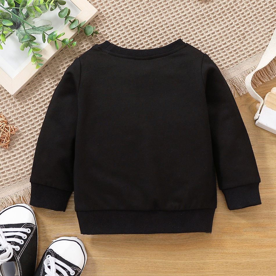 100% Cotton Baby Boy/Girl Letter Print Long-sleeve Pullover Sweatshirt Black big image 5