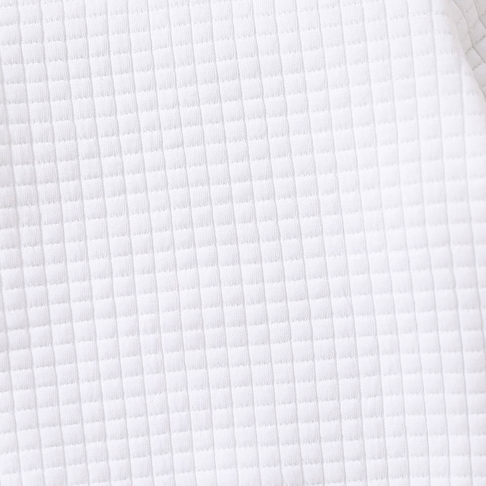 Baby Boy/Girl Solid Waffle Textured Long-sleeve Pullover Sweatshirt White big image 3