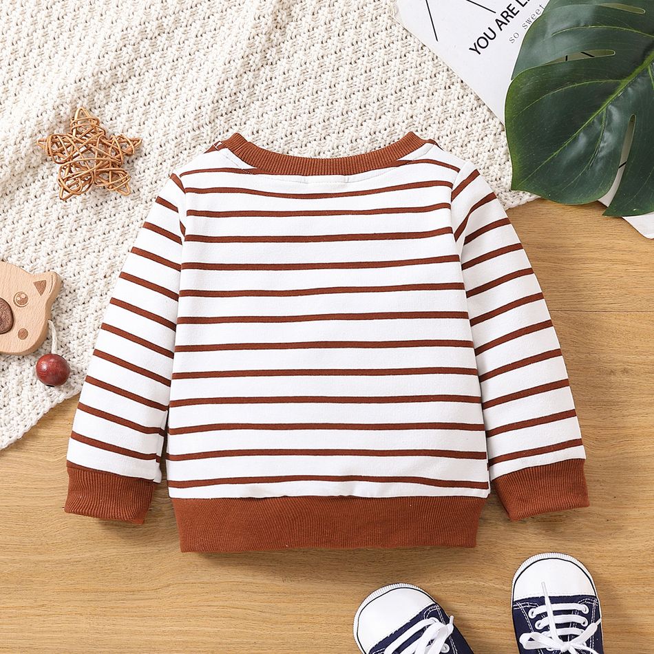 2-Pack Baby Boy/Girl 100% Cotton Solid and Striped Long-sleeve Pullover Sweatshirts Set MultiColour big image 3