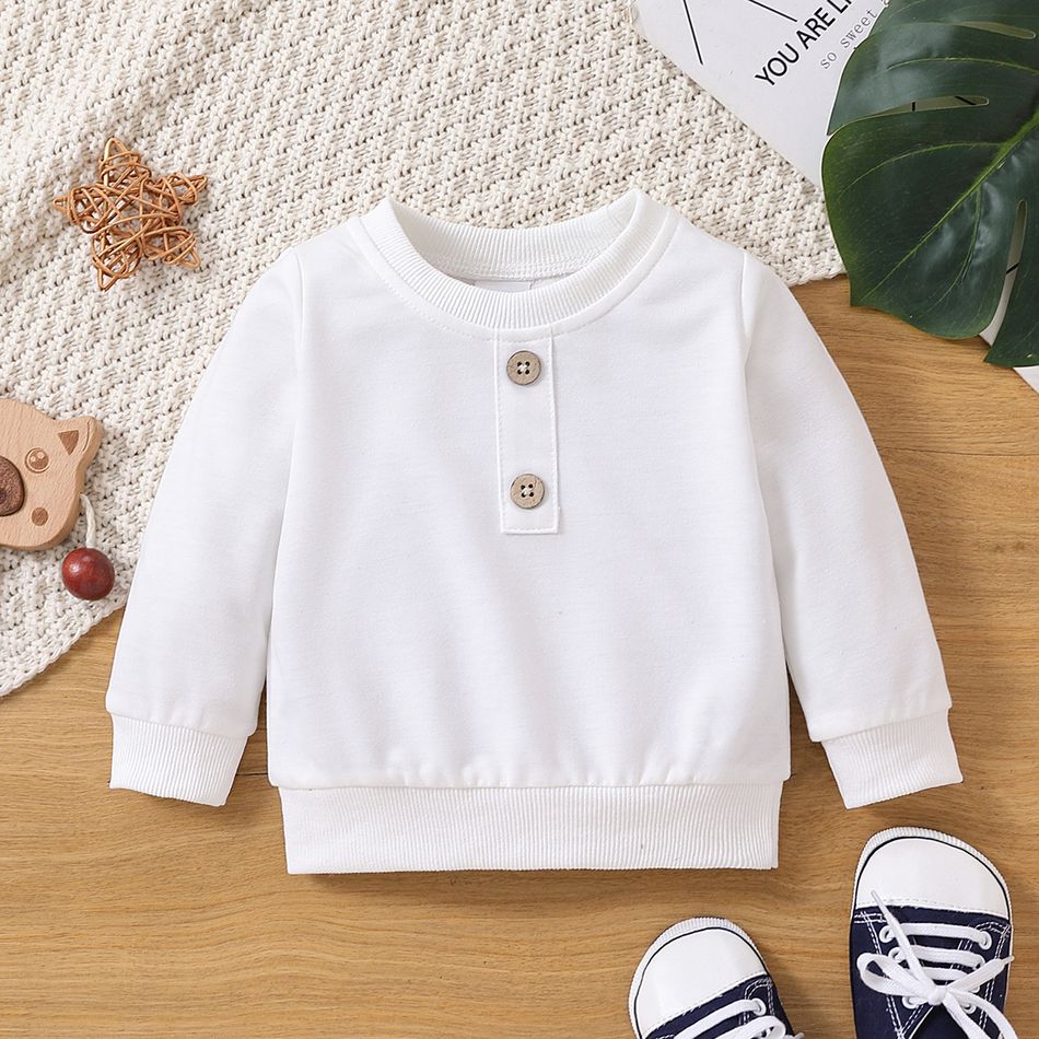 2-Pack Baby Boy/Girl 100% Cotton Solid and Striped Long-sleeve Pullover Sweatshirts Set MultiColour big image 6