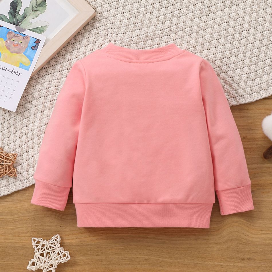 100% Cotton Baby Boy/Girl Cartoon Print Long-sleeve Pullover Sweatshirt Pink big image 6