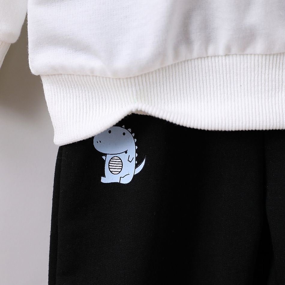 2 unidades Criança Menino Hipertátil/3D Infantil Dinossauro conjuntos de camisetas Branco big image 4