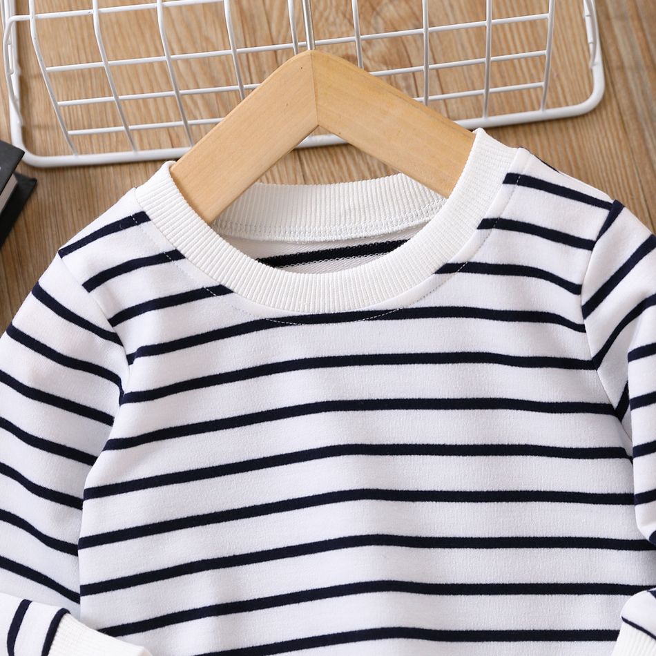 Baby Boy/Girl Long-sleeve Striped Pullover Sweatshirt OffWhite big image 3