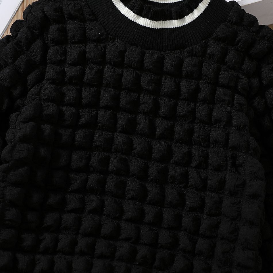 Toddler Girl Sweet Textured Mock Neck Sweatshirt Black big image 4