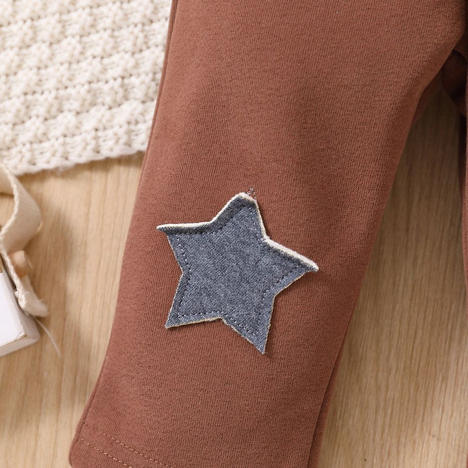 Baby Boy/Girl Star Detail Thickened Thermal Pants Brown big image 6