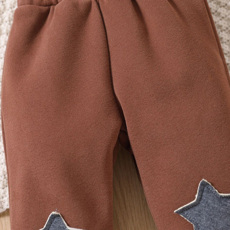 Baby Boy/Girl Star Detail Thickened Thermal Pants Brown big image 5