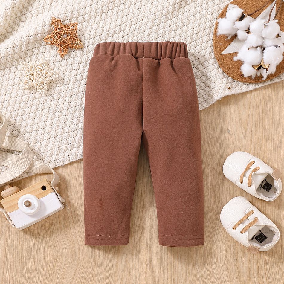 Baby Boy/Girl Star Detail Thickened Thermal Pants Brown big image 3