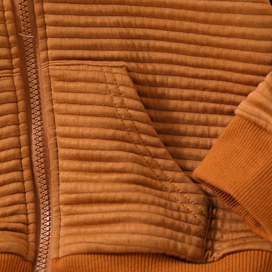 Toddler Boy/Girl Basic Solid Color Hooded Jacket Brown big image 4