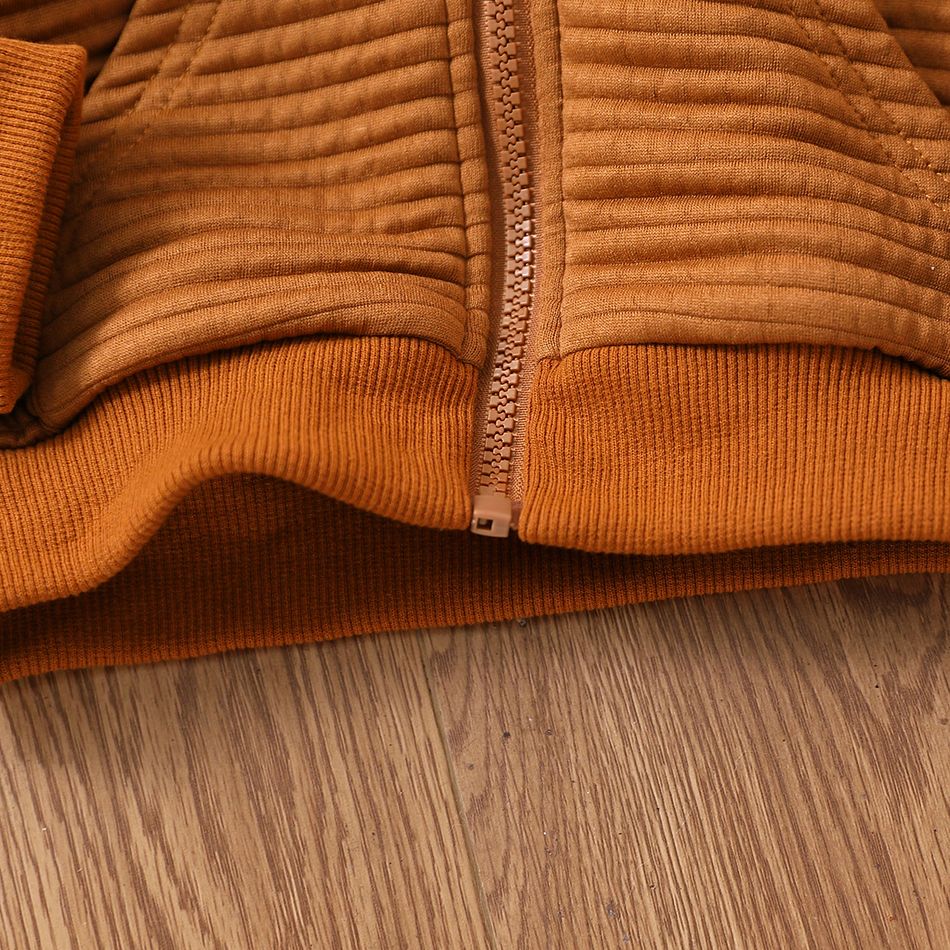 Toddler Boy/Girl Basic Solid Color Hooded Jacket Brown big image 6