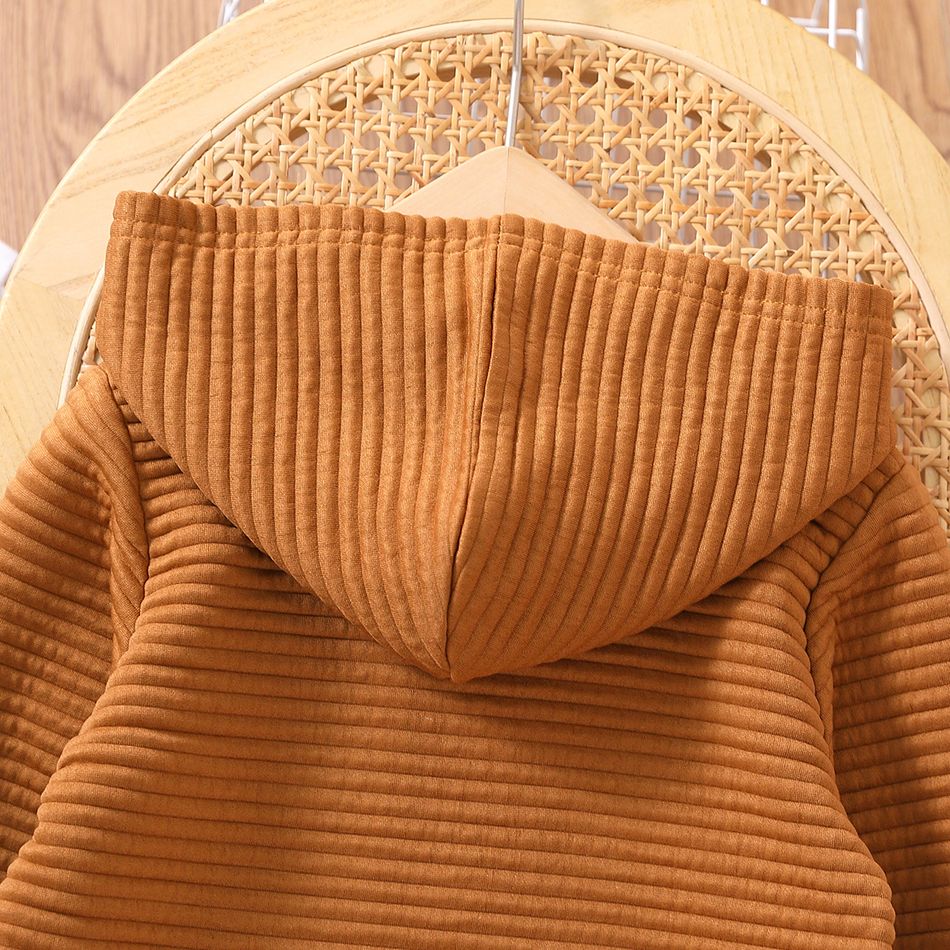 Toddler Boy/Girl Basic Solid Color Hooded Jacket Brown big image 7