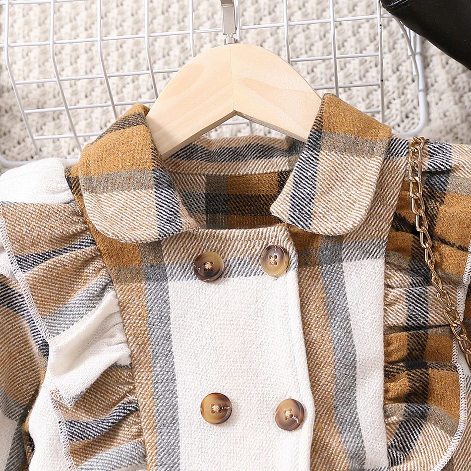 Enfant en bas âge Fille Manches à volants Classique Manteau / Veste Marron big image 3