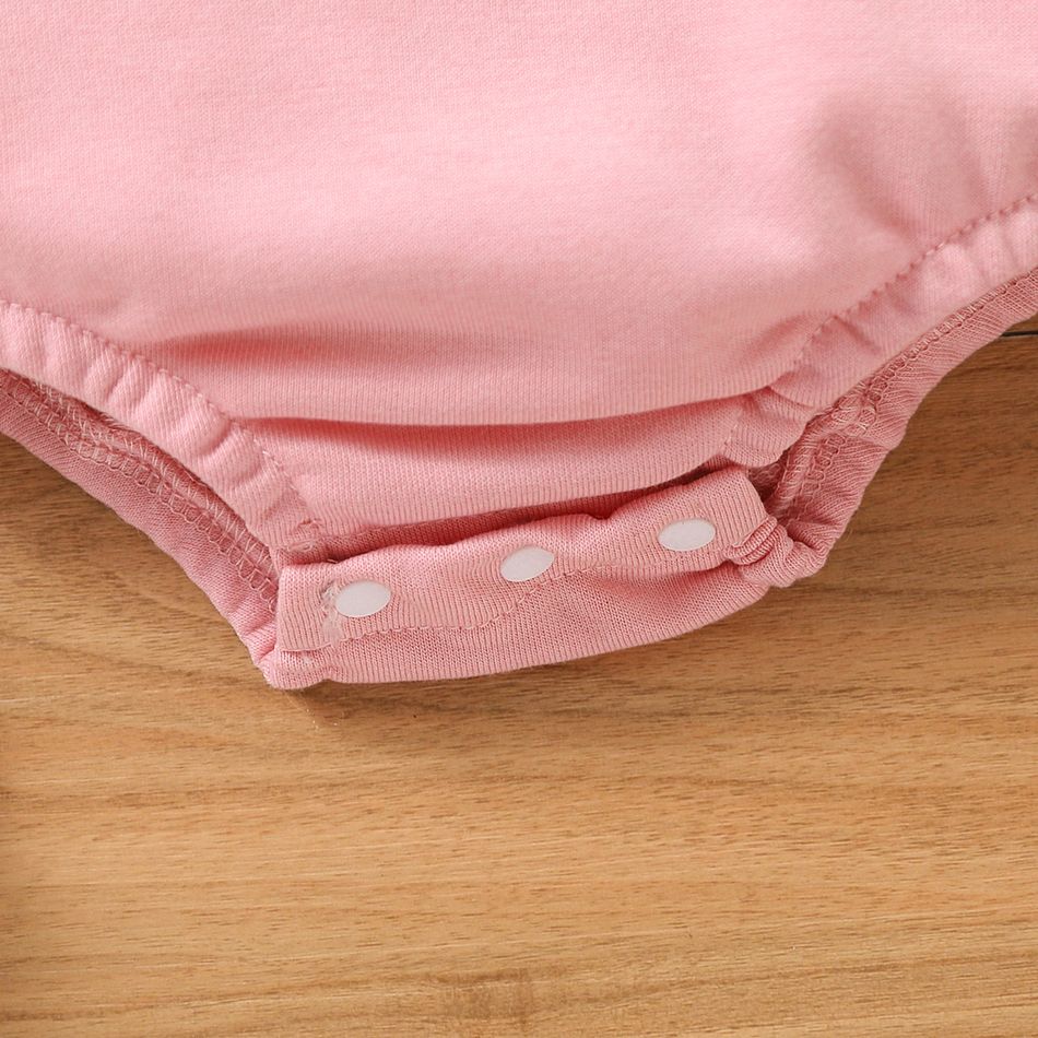Baby Boy/Girl Solid Drop Shoulder Long-sleeve Romper Pink big image 5