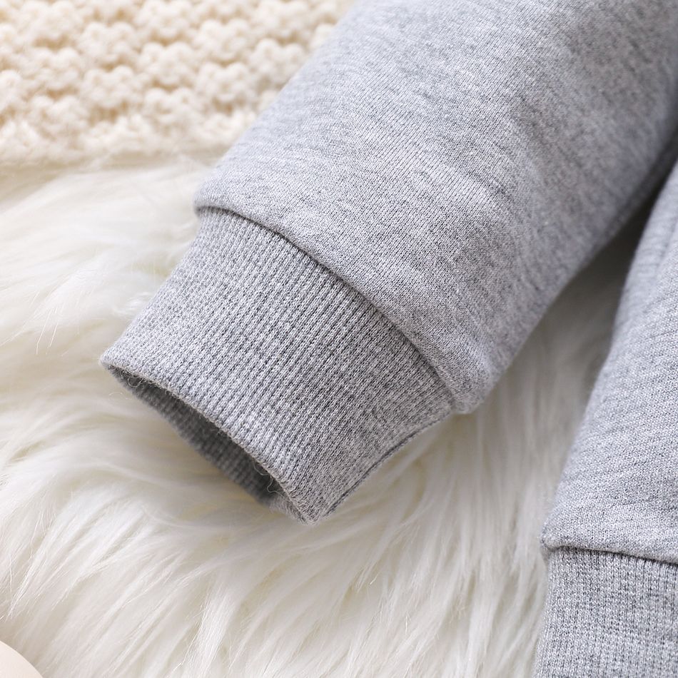 Baby Girl Cat Print Long-sleeve Pullover Sweatshirt Flecked Grey big image 6
