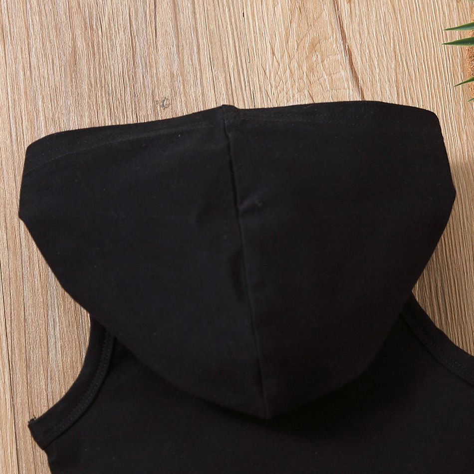 Mother's Day Baby Boy 95% Cotton Letter Print Hooded Tank Top Black
