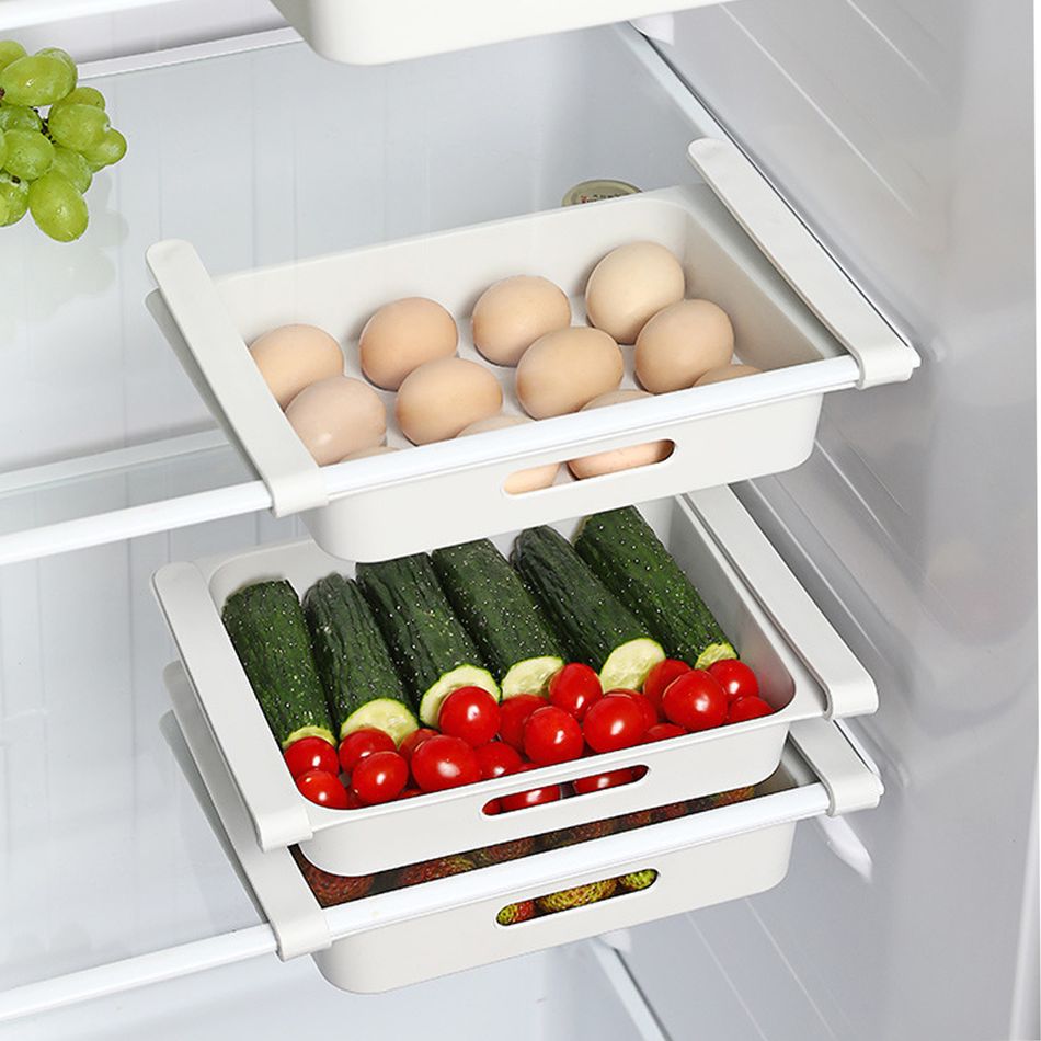 Retractable drawer Type Refrigerator Container Box Egg FoodFruit organizer Storage tray kitchen White big image 5