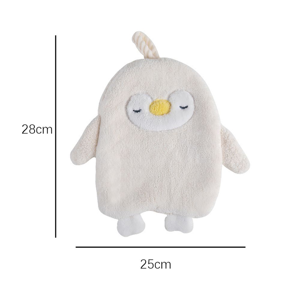 Cartoon Penguin Coral Fleece Shower Cap Super Absorbent And Quick-drying Turban Towel White big image 2
