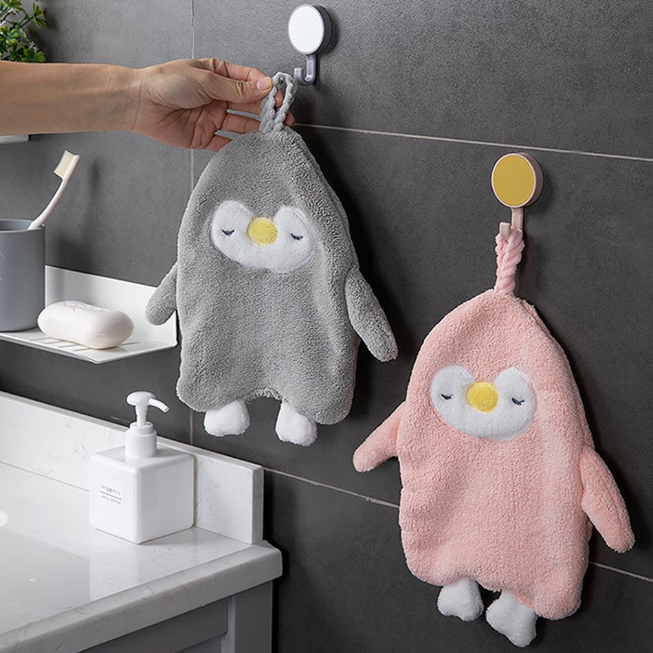 Cartoon Penguin Coral Fleece Shower Cap Super Absorbent And Quick-drying Turban Towel White big image 6
