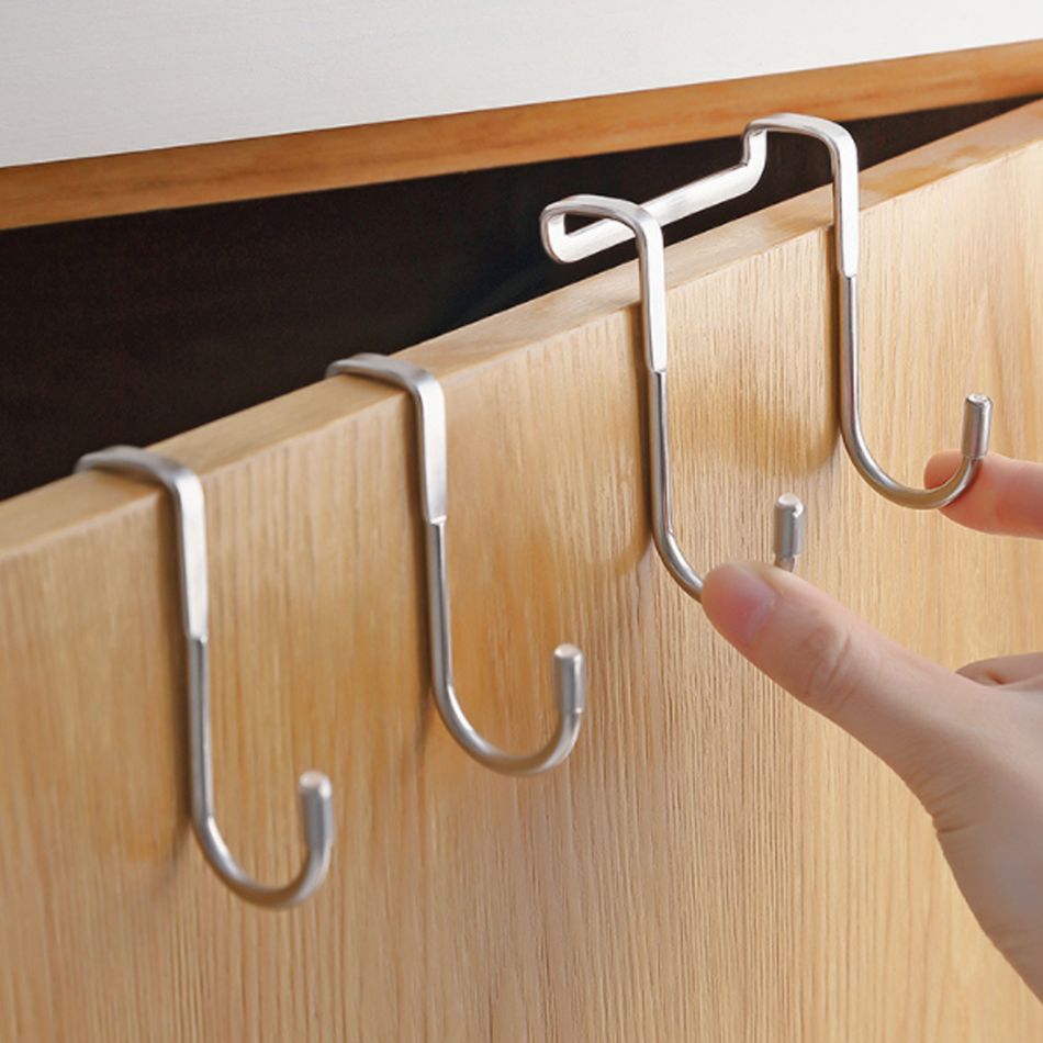 Stainless Steel Hooks S Shape Back Door Clothes Bag Hook Kitchen Cupboard Sundries Organizer Kitchen Storage Racks Holder Silver big image 3